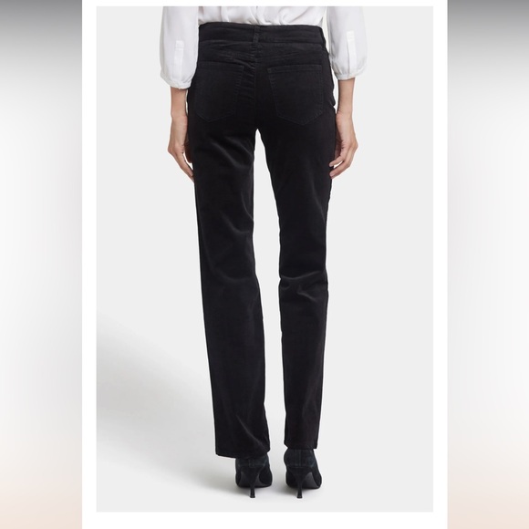 NYDJ The Marilyn Straight Leg Velvet Jeans Size 12 in Black Inseam 32” - Picture 13 of 17